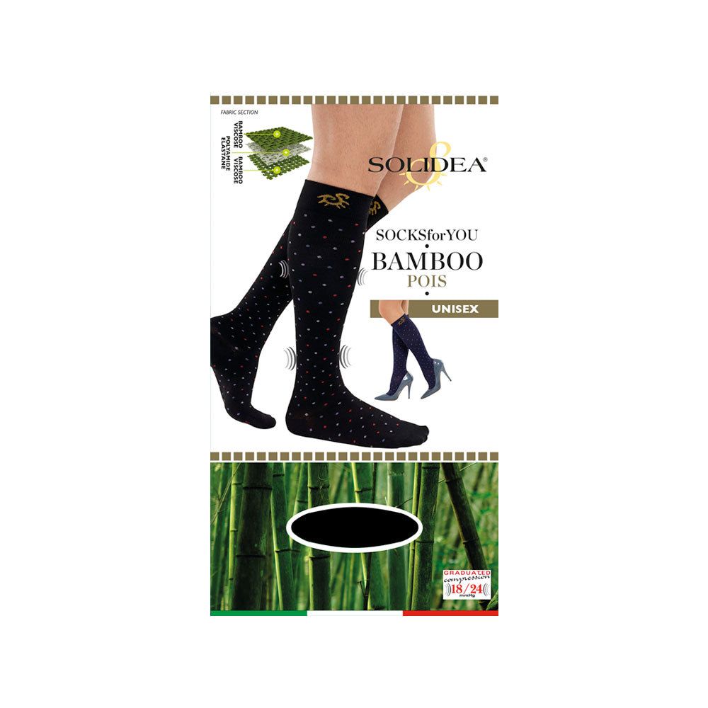 Solidea Sokker for deg Bamboo Pois Knee Highs 18 24 mmHg 4XL Black