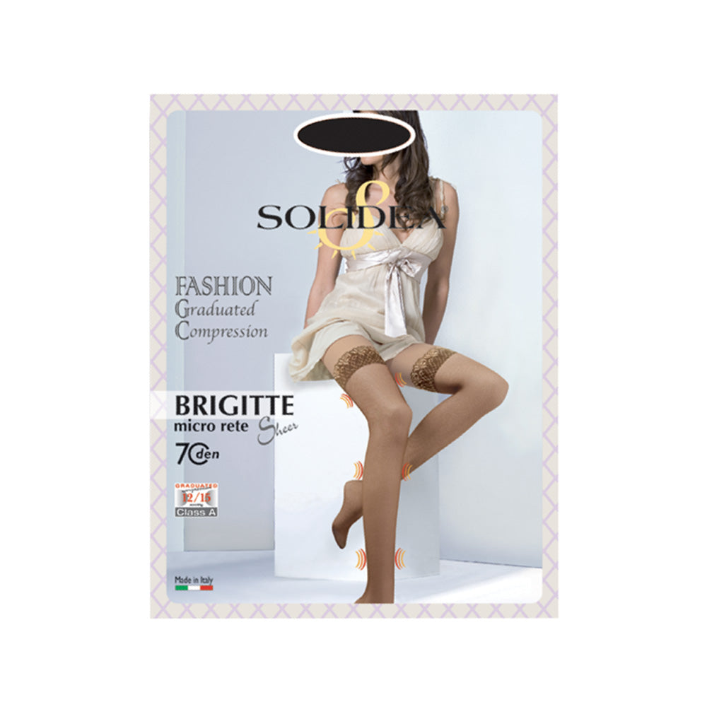 Solidea Brigitte Micro Mesh Sheer Hold Ups 12 15mmHg 1S Bronse