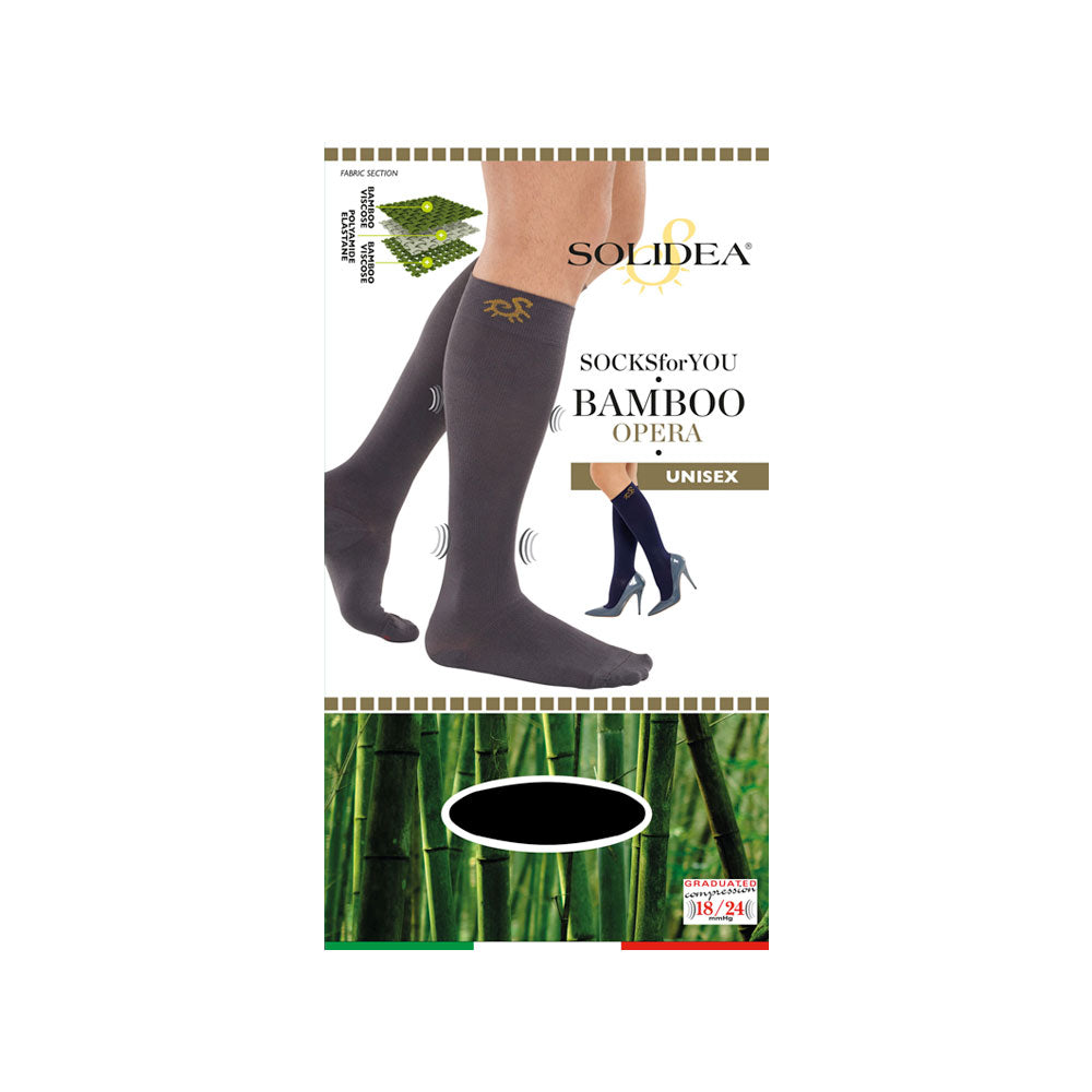 Solidea 당신을 위한 양말 대나무 오페라 무릎 높이 18 24 mmHg 4XL 검정색
