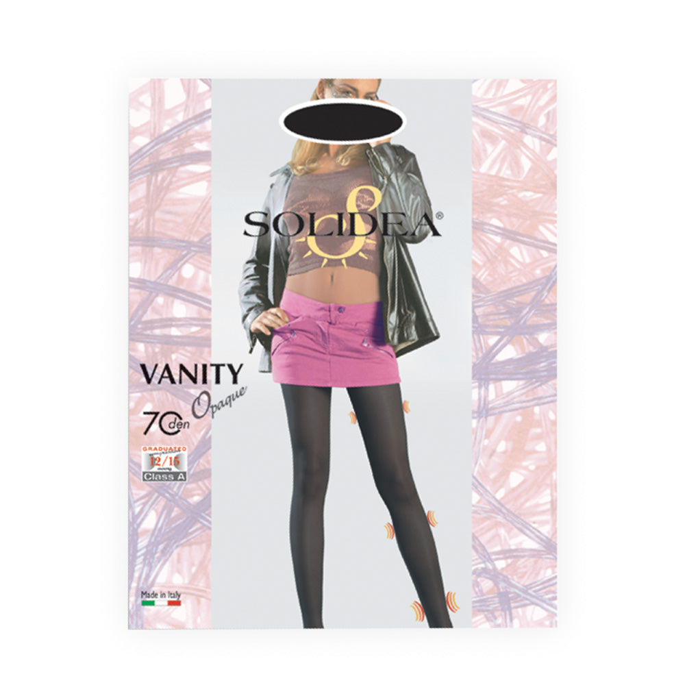 Solidea Vanity 70 Den Blickdichte Strumpfhose, niedrige Taille, 12 15 mmHg, 4L, Schwarz