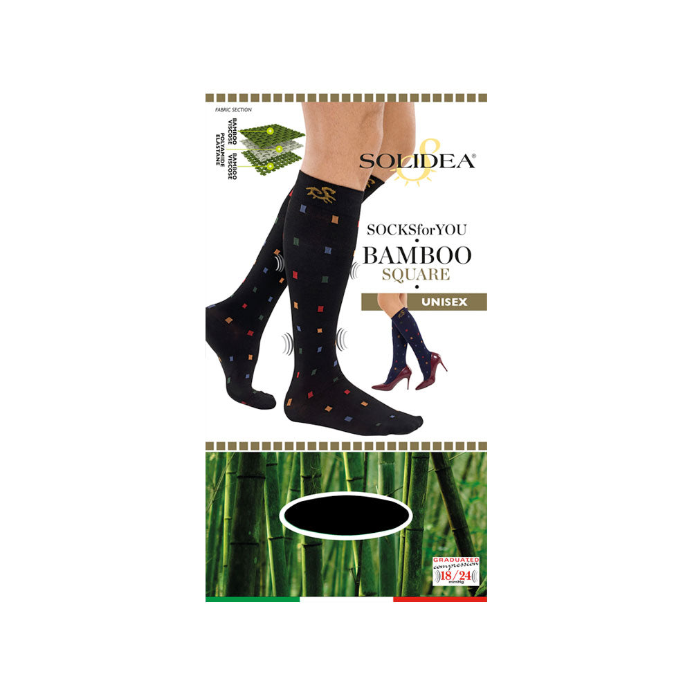 Solidea Chaussettes pour vous Mi-bas carrés en bambou 18 24 mmHg 4XL Noir