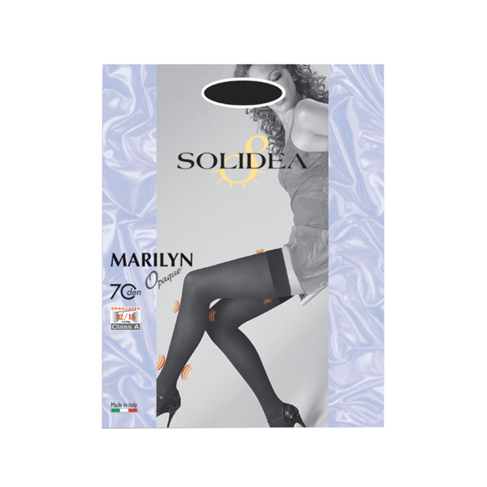 Solidea Marilyn 70 Denier Läpinäkymättömät Hold-ups 12 15mmHg 2M Musta