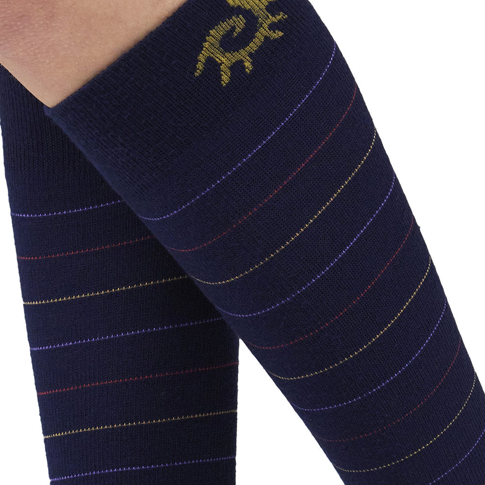 Solidea Socks For You メリノ バンブー ファニー ニーハイ 18 24mmHg ネイビー ブルー 4XL