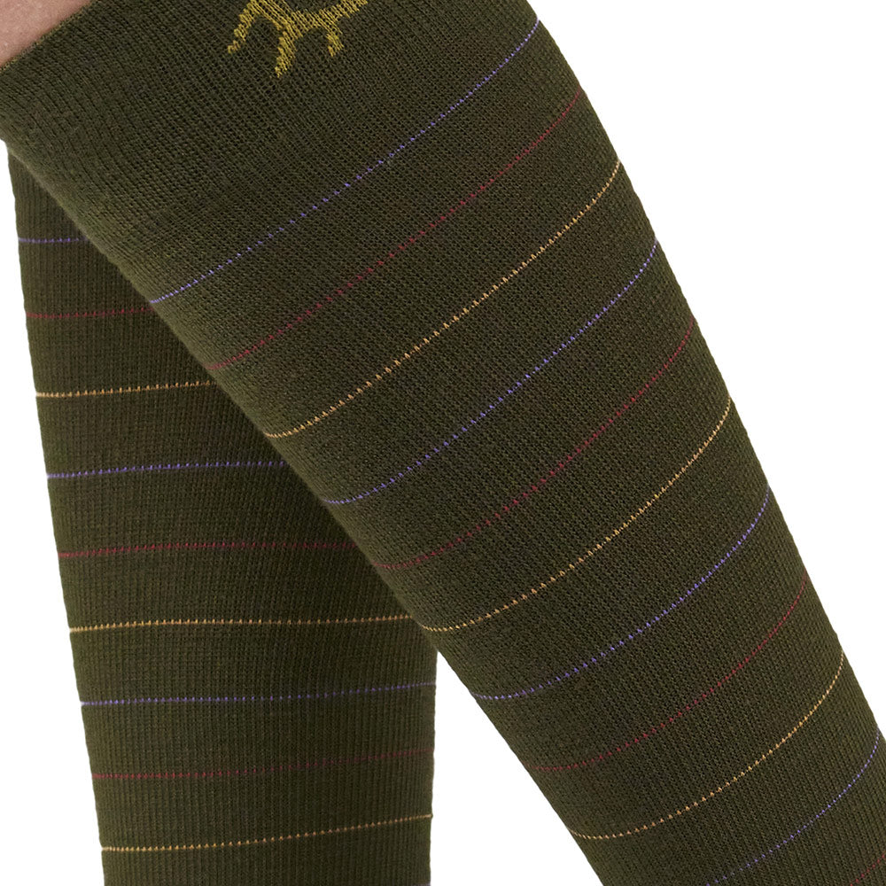 Solidea Socken für Sie, lustige Kniestrümpfe aus Merino-Bambus, 18–24 mmHg, Olivgrün, 4XL