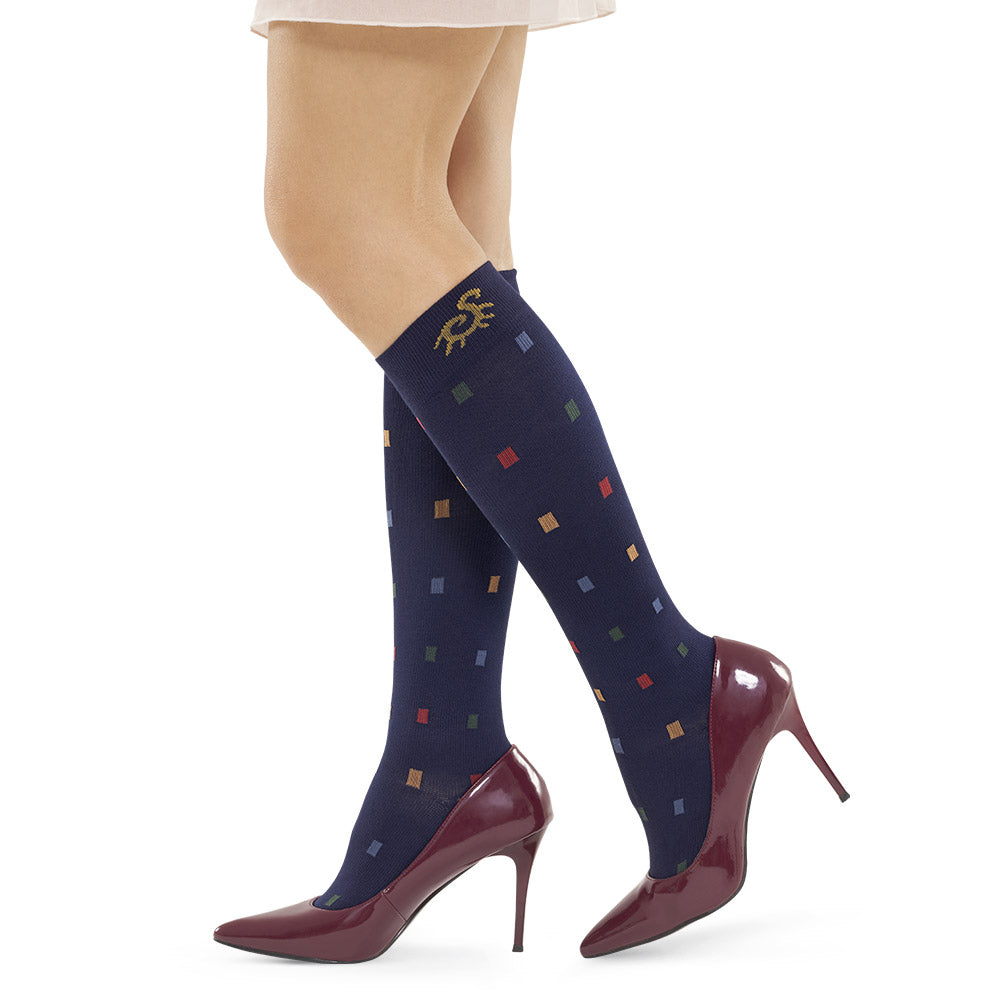 Solidea Socks For You Bamboo Square Knee Highs 18 24 mmHg 3L Navy Blue