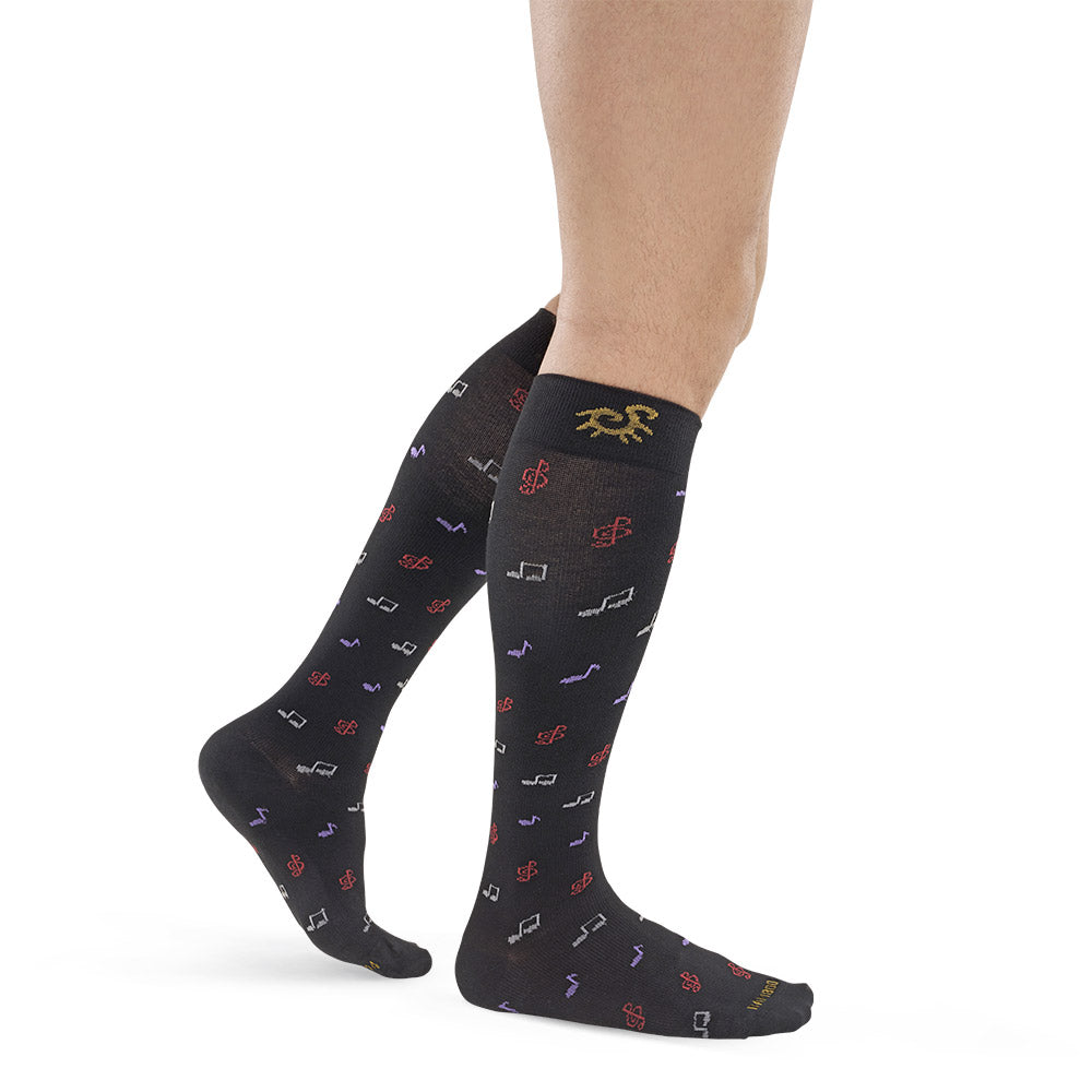 Solidea Socks For You Bamboo Music Knee Highs 18 24 mmhg 5XXL Μαύρο