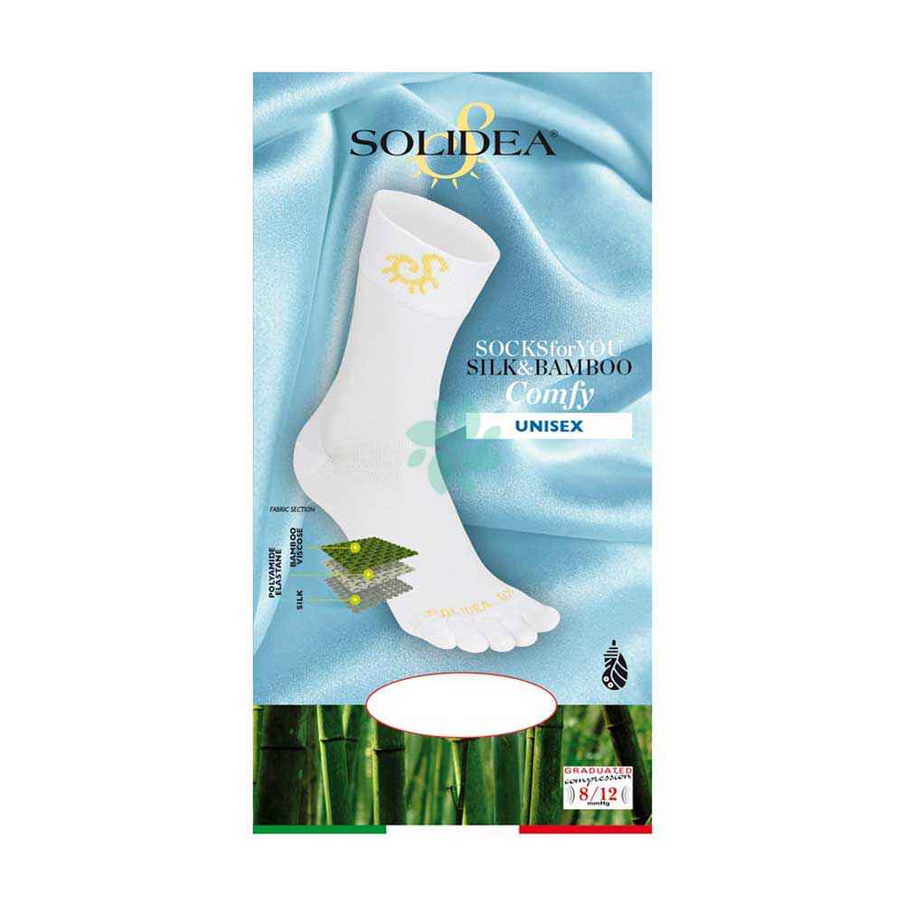 Solidea Socken für Sie, Seide, Bambus, bequeme Kompression, 8 12 mmHg, Weiß, 1S