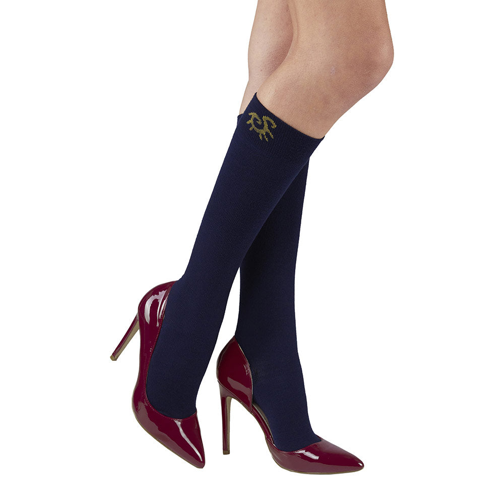 Solidea Socks For You ميرينو بامبو كلاسيك بطول الركبة 18 24 ملم زئبق أزرق داكن 3 لتر