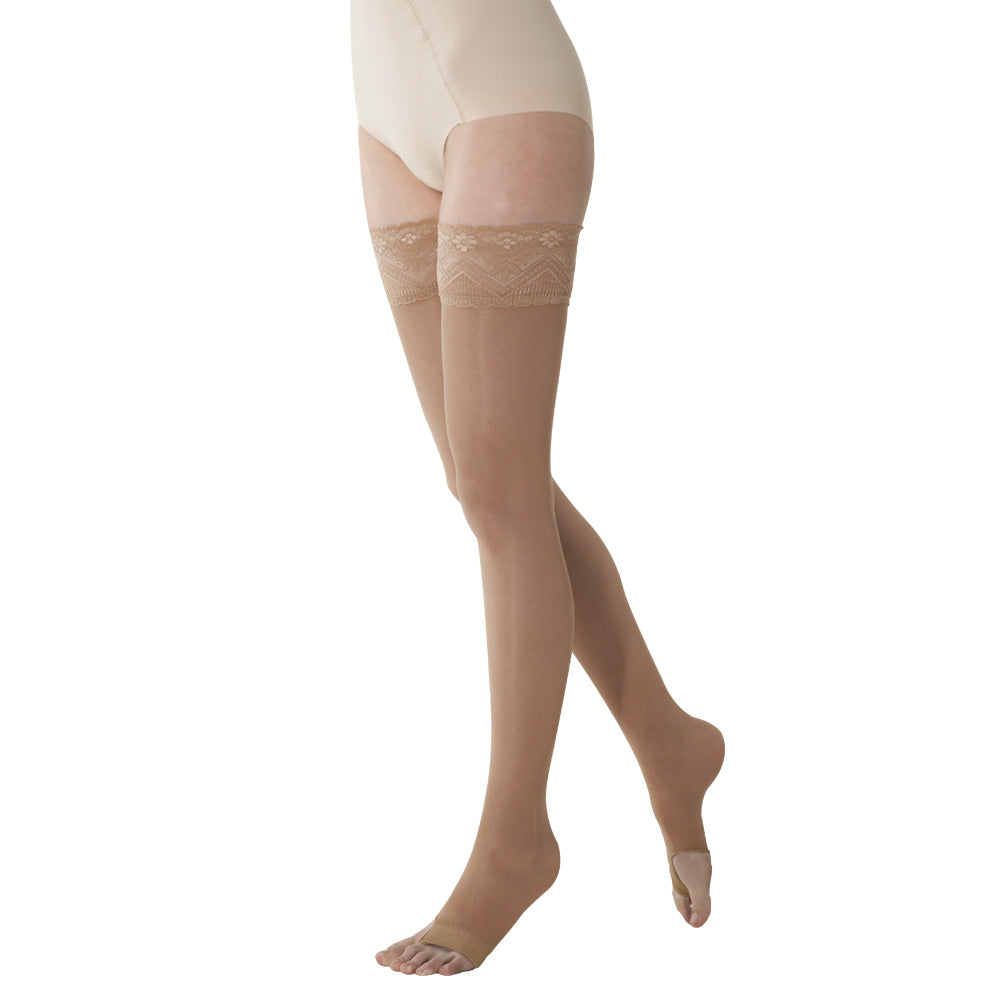 Solidea Marilyn 140Den Open Toe Sheer Hold-Up Stockings 18 21mmHg 4XL Black