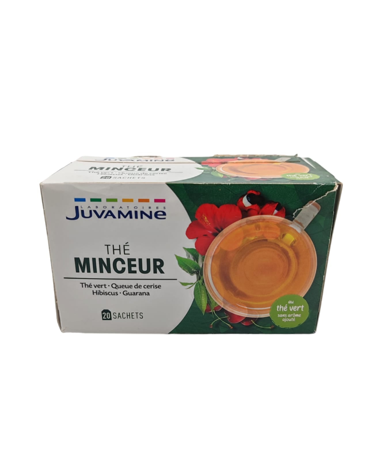 Зеленый травяной чай для похудения Juvamine, 20 пакетиков, поврежденная упаковка, ЛОТ 822132021721