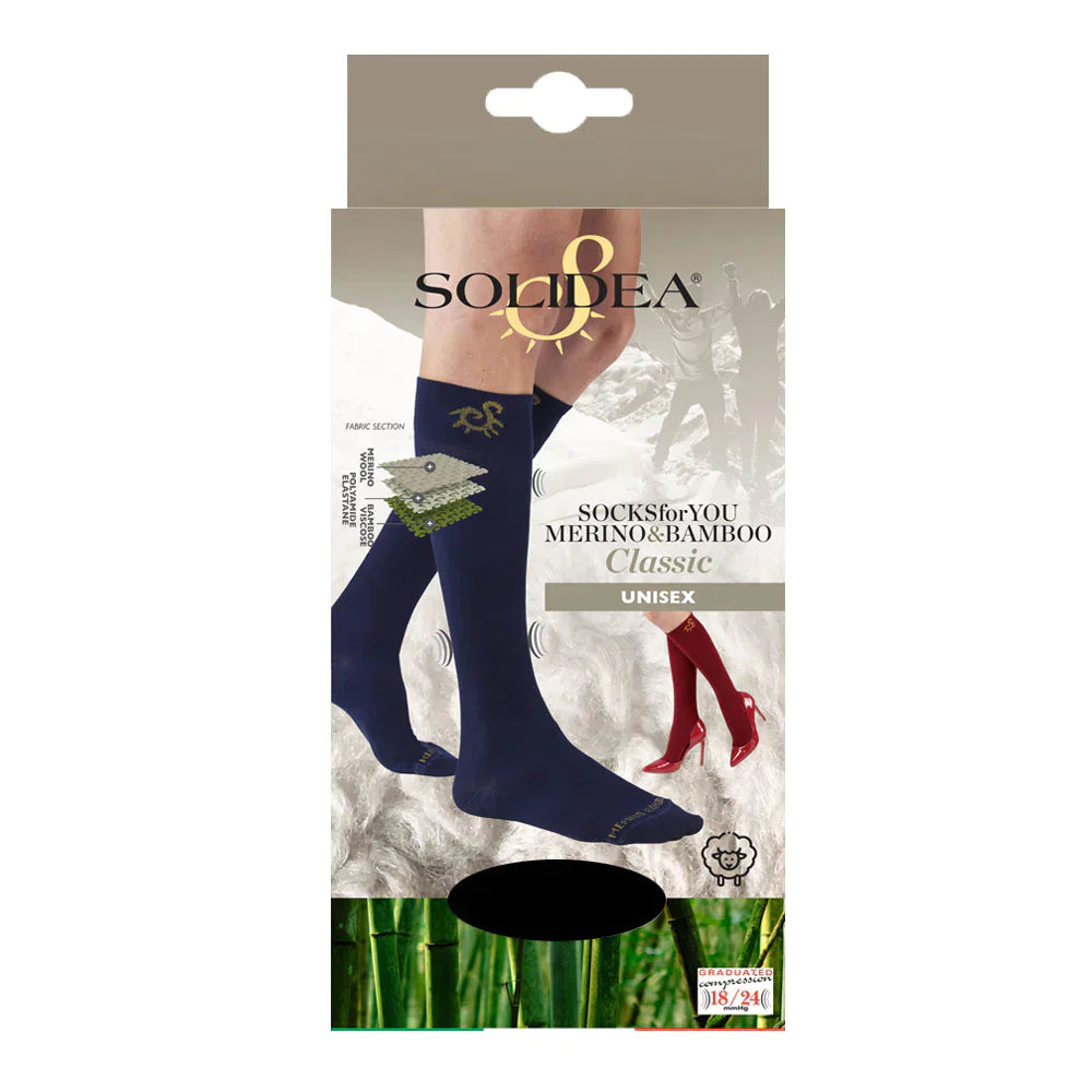 Solidea Chaussettes pour vous Merino Bamboo Classic Knee High 18 24 mmHg Bordeaux 3L