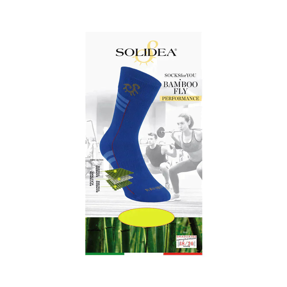 Solidea Socken für Sie Bamboo FLY Performance Kompression 18 24 mmHg Blue Tonic 2M