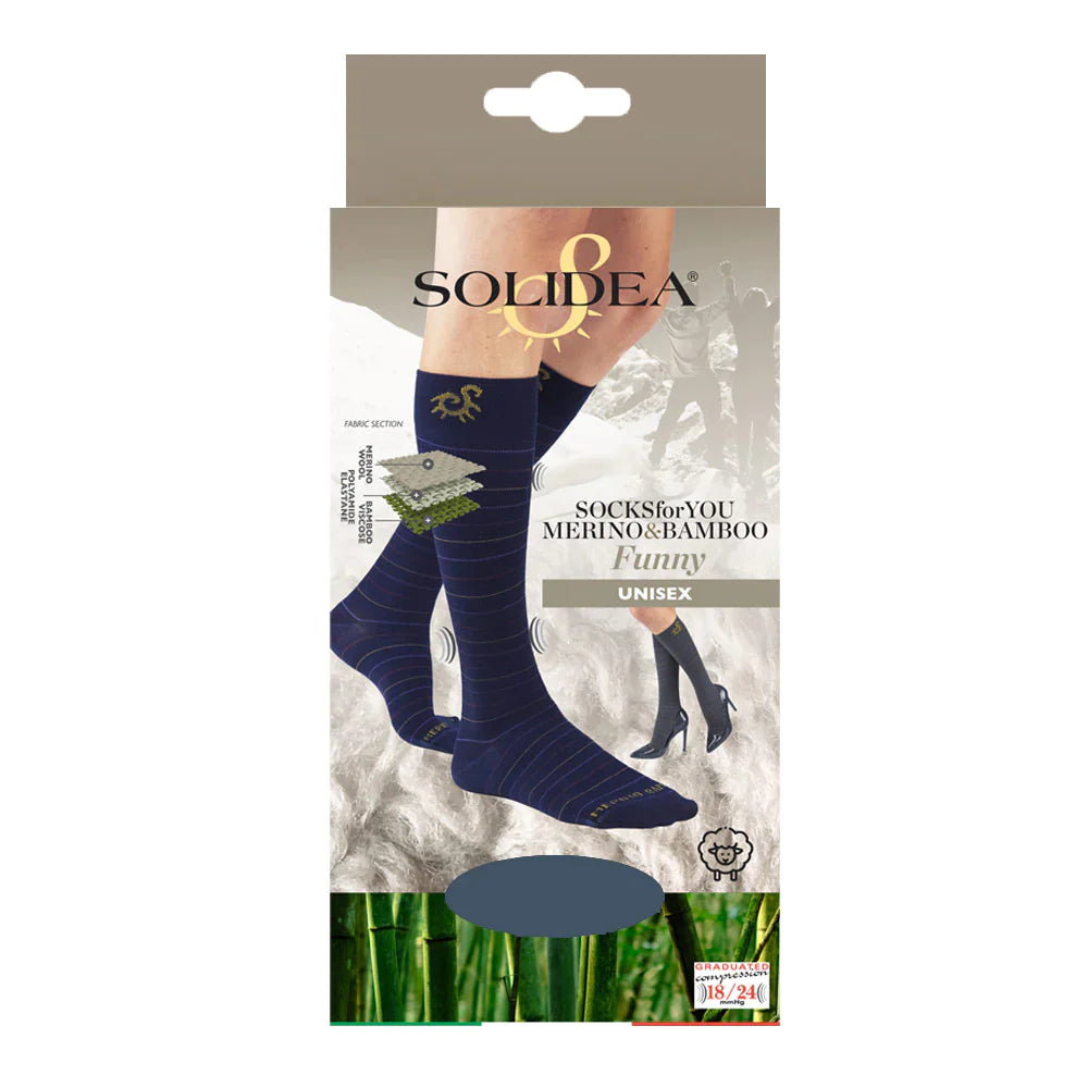 Solidea Sokken voor jou merino bamboe grappige gambaletti 18 24 mmhg zwart 2m