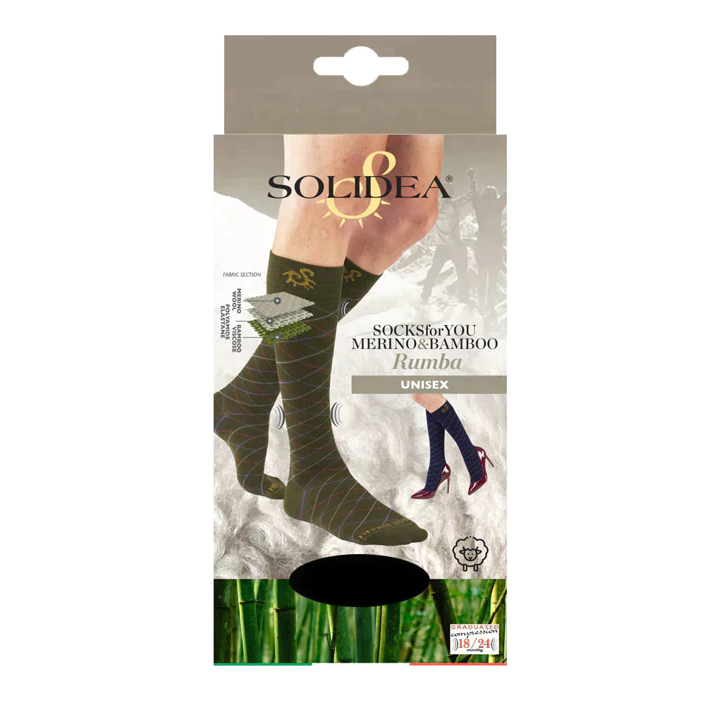 Solidea גרביים בשבילך מרינו במבוק רומבה ברכיים 18 24 מ"מ כספית זית 4XL