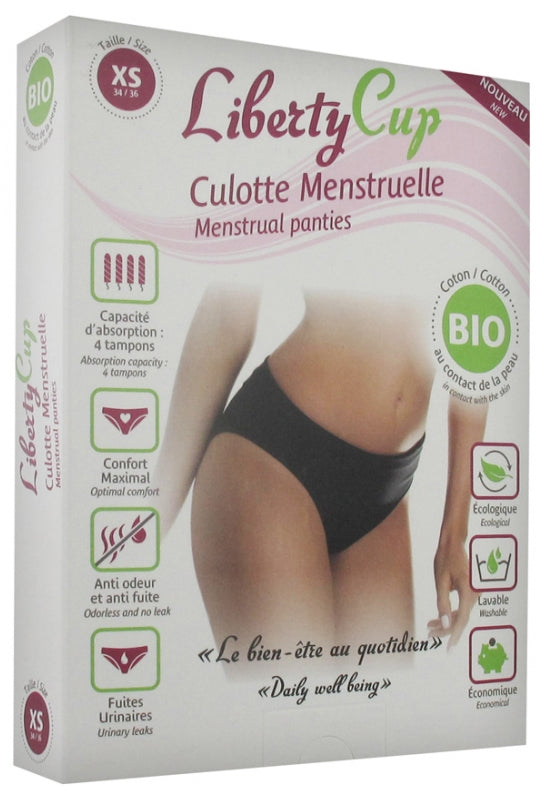 Liberty Cup Menstrual Panties Color Black Organic Size XS