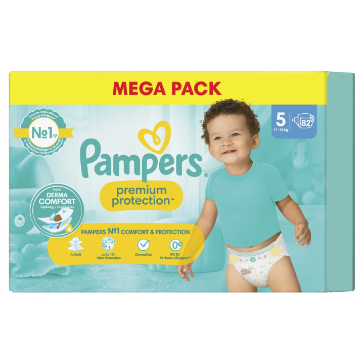 Pampers Premium Protection Taille 5 (11-16 kg) Mega Pack 82 sofas