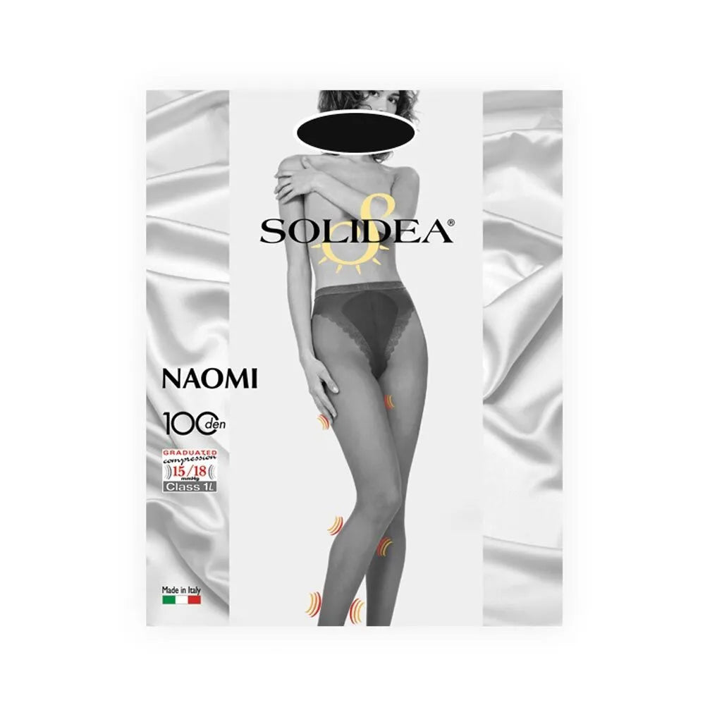 Solidea Naomi 100 Denarii versluierde panty's Compressie 15 18 mmhg Smoke 1s