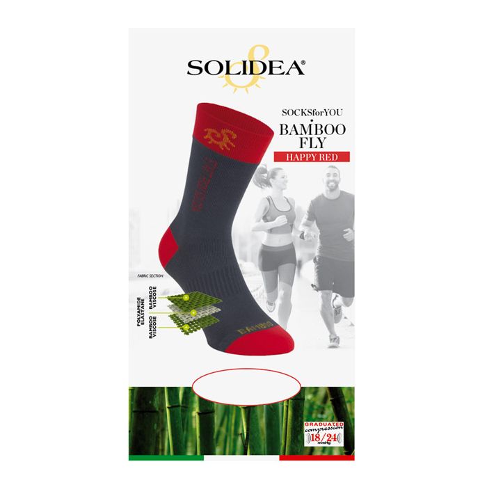 Solidea Sokker For You Bamboo Fly Happy Red kompresjon 18 24mmhg Sort 4XL