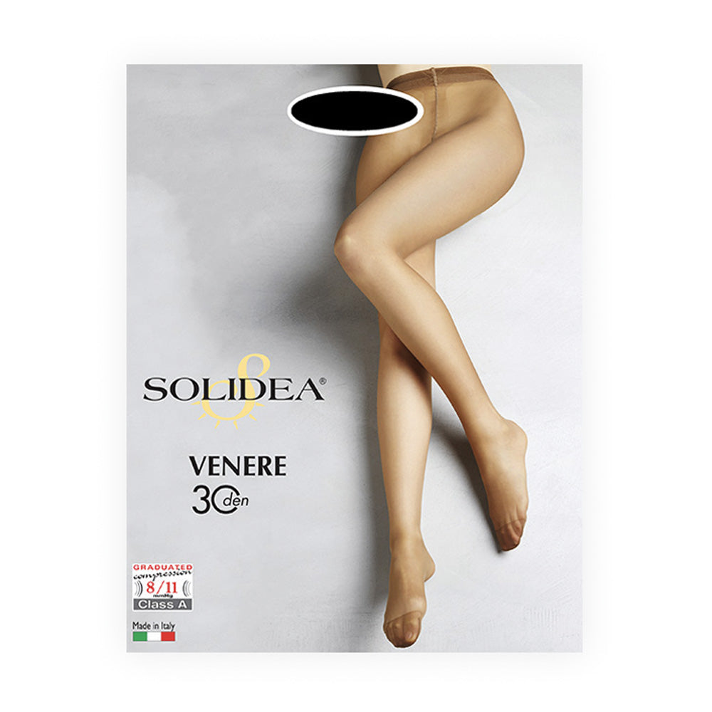 Solidea Venere 30Den Sheer Tights with Graduated Compression 8 11mmHg 2M Camel