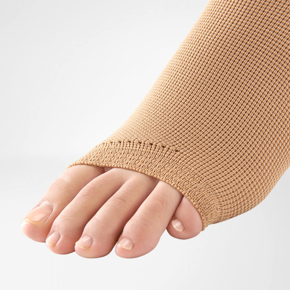 Bauerfeind Venotrain Delight Ad Long Ccl3 Κάλτσες με ανοιχτό δάχτυλο 1 κοντό πόδι καραμέλας