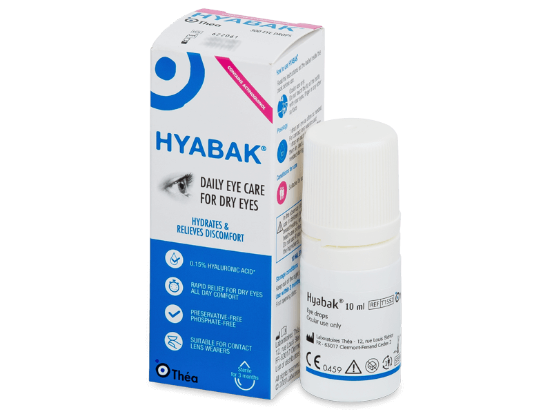 안구는 하이 바크 (Hyabak) 0.15% 10 ml를 떨어 뜨립니다.