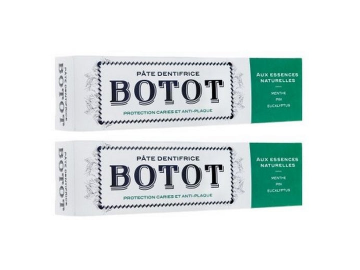 Botot معجون أسنان بخلاصات طبيعية للحماية من التسوس ومضاد للبلاك والنعناع والصنوبر والأوكالبتوس 2 × 75 مل × 2.